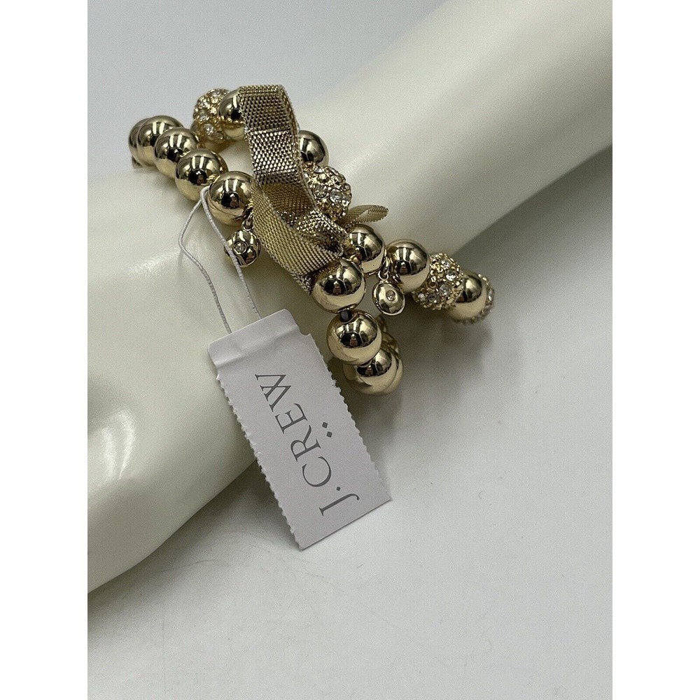 J. Crew Polished Gold Tone Pavé Stretch bracelets Set Of‎ Two NEW